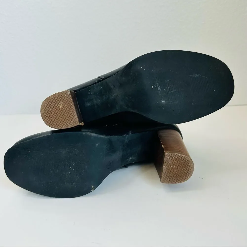 ASOS Black Vegan Leather Block Heel Boots Size‎ 6